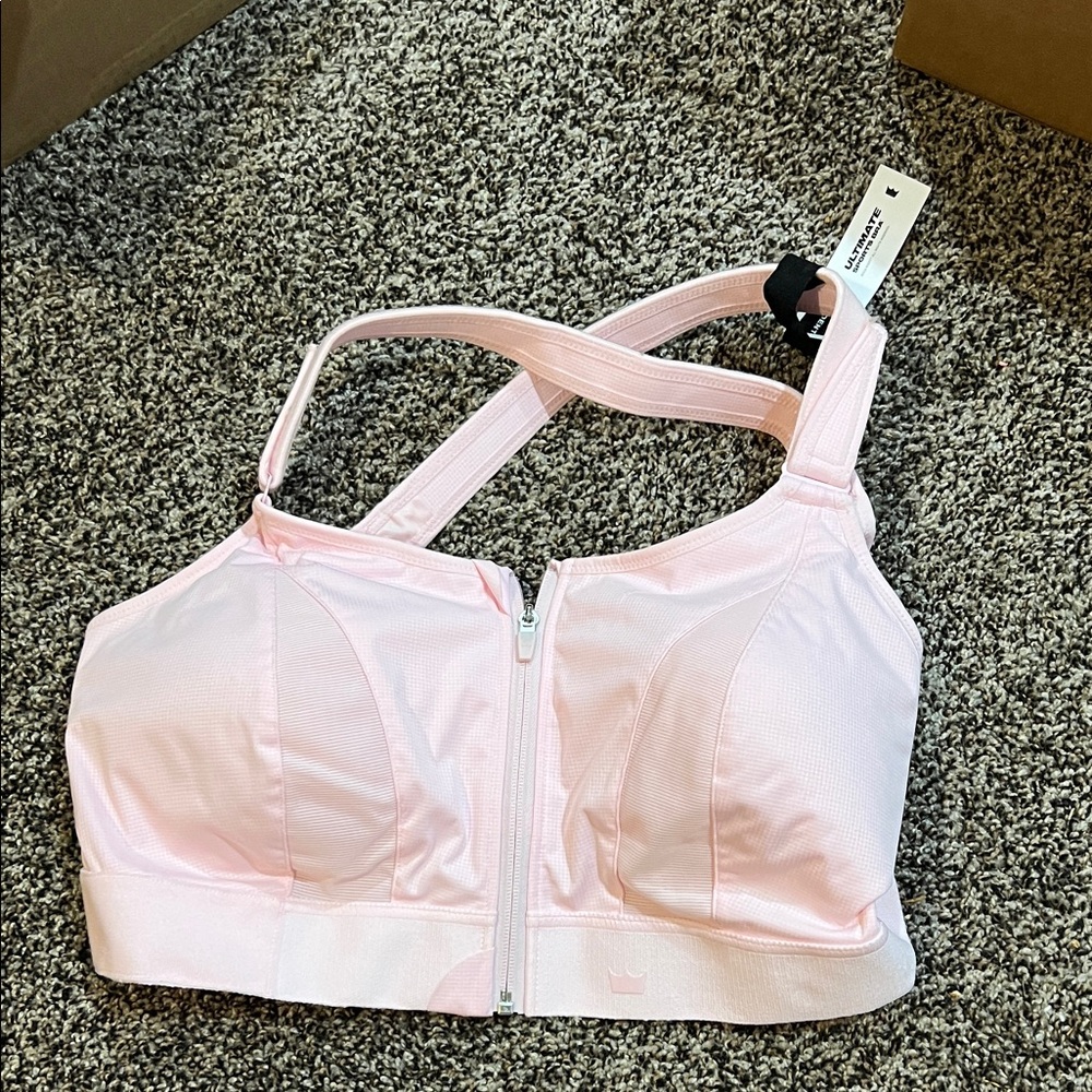 SHEFIT Light Pink Zip Front Sports Bra